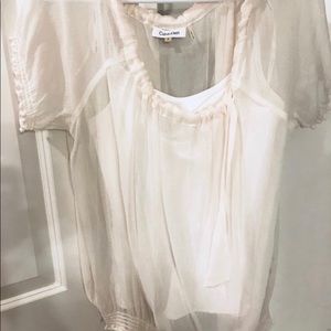 Calvin Klein Silk White Blouse w/ camisole